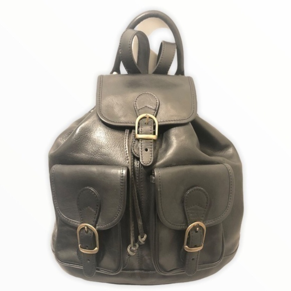 Del monte black leather backpack Italy Italian